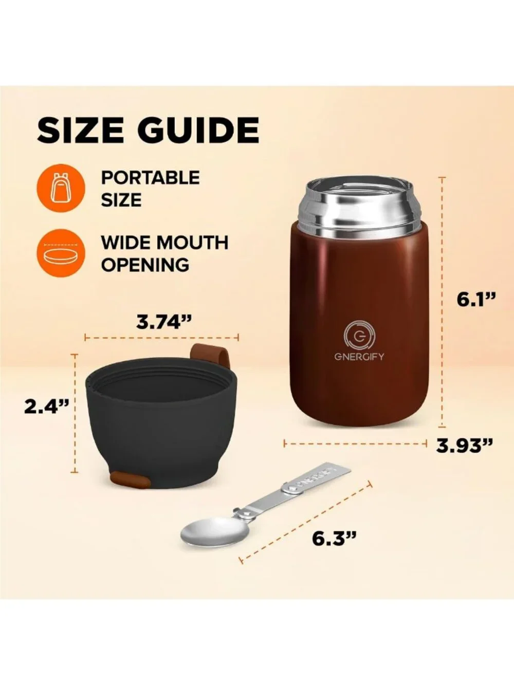 24oz Vacuum Insulated Food Jar with Spoon - BPA-Free, Leak Proof, Wide Mouth